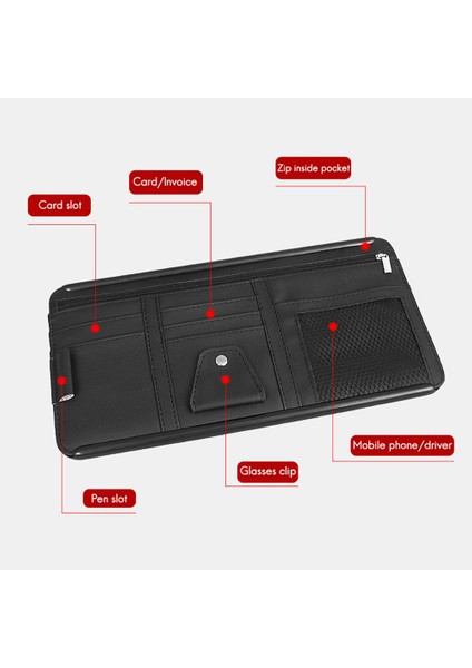 Araba Güneşlik Organizatör Depolama Tutucu Visor Klip Güneş Gözlüğü Tutucu Kart Bilet Saklama Çantası Kılıfı Araba Organizatör Kırmızı (Yurt Dışından) indirimleri