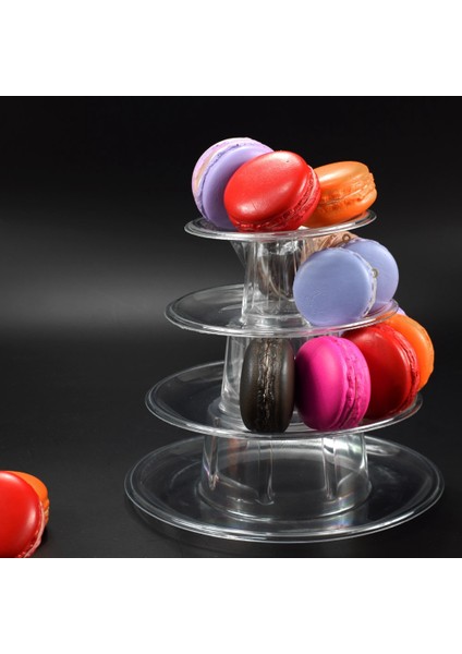 Makaron Teşhir Kulesi 4 Katmanlı Cupcake Standı Gıda Teşhir Standı Kek Standı Düğün Dekorasyon Doğum Günü Partisi Favor (Yurt Dışından)