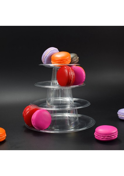 Makaron Teşhir Kulesi 4 Katmanlı Cupcake Standı Gıda Teşhir Standı Kek Standı Düğün Dekorasyon Doğum Günü Partisi Favor (Yurt Dışından)
