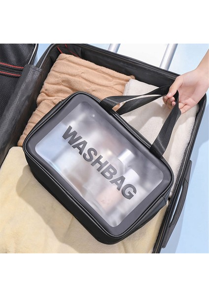 Matte Translucent Toiletry Bag ,with Handy Handle Makeup Cosmetic Organizer Bag Design With Wet And Dry Separation,black (Yurt Dışından) indirimleri