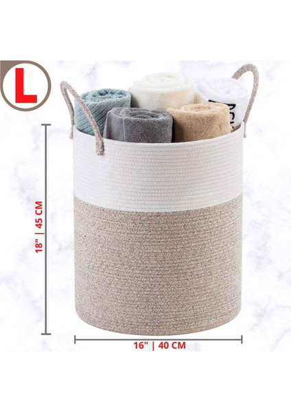 2x Decorative Woven Cotton Rope Basket, Tall Laundry Basket/hamper, Blanket Basket For Living Room (Yurt Dışından) modelleri