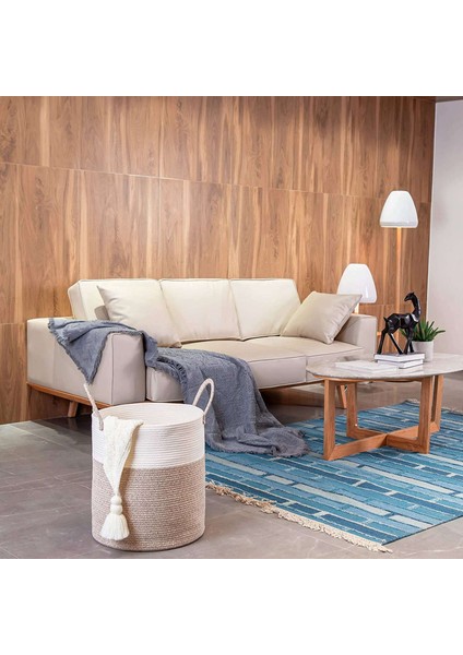 2x Decorative Woven Cotton Rope Basket, Tall Laundry Basket/hamper, Blanket Basket For Living Room (Yurt Dışından) indirimleri