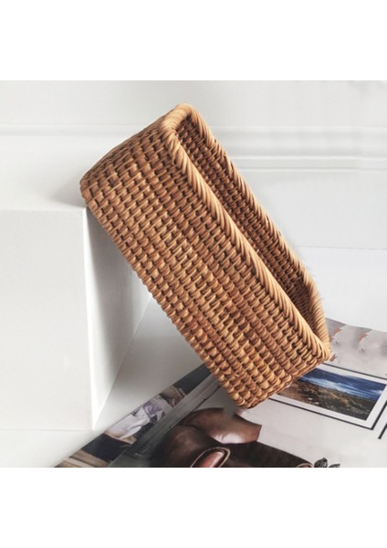 Hand-Woven Rectangular Rattan Wicker Basket Fruit Tea Snack Bread Picnic Cosmetic Storage Box Kitchen Household Tools-L (Yurt Dışından) modelleri