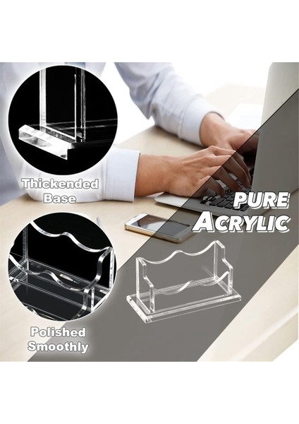 Clear Horizontal Business Card Holder Stand For Desk, Acrylic Desktop Display Name Cards Holders Organizer Storage Rack (Yurt Dışından)