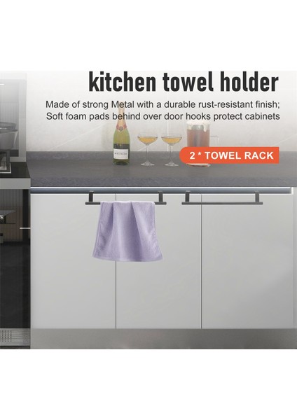 Over The Door Towel Rack, Kitchen Towel Holder, Over Cabinet Towel Bar, Matte Black 2 Pack,for Hand, Dish, Tea Towels (Yurt Dışından) indirimleri