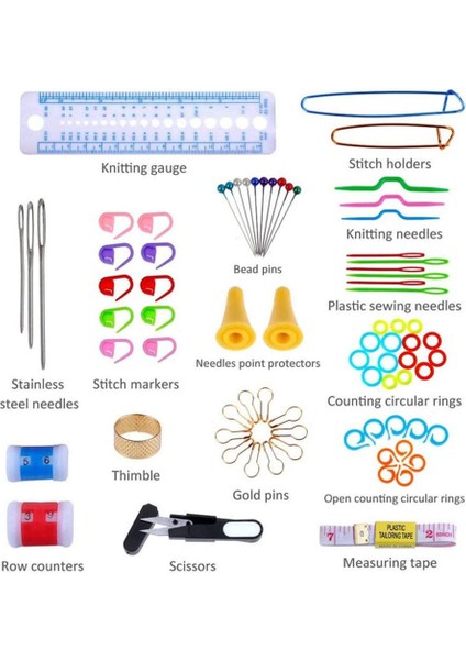 100 Adet Tığ Kanca Seti Iplik Örgü Iğneleri Dikiş Araçları Örgü Ölçer Dikiş Dıy Zanaat Araçları Kiti (Mavi) (Yurt Dışından) fırsatları