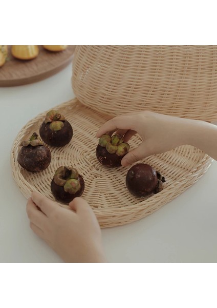Rattan Ekmek Tepsisi Kapağı Ev Mutfak Yemek Örtüsü Anti-Uçan Böcekler Ekmek Sepeti Doğal El Yapımı Meyve Aperatif Tepsileri (Yurt Dışından)