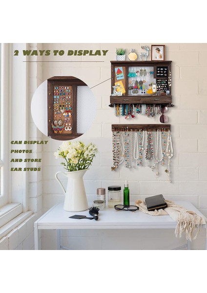 Takı Organizatör Duvara Monte Takı Organizatör Örgü Rustik Asılı Takı Tutucu Küpe Kolye Çekmeceli (Yurt Dışından) indirimleri