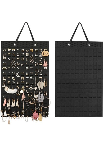 Hanging Jewellery Organiser, Foldable Hanging Earring Holder, Holds Up To 300 Pairs For Girls And Women, Black (Yurt Dışından)