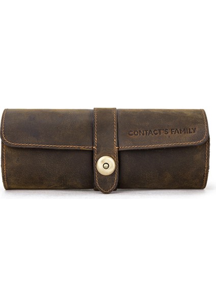 Aile 3 Yuvalı Saat Rulosu Ekran Saklama Kutusu, Retro Inek Derisi Seyahat Saat Çantası, Bilek Takı Kesesi Organizatör (Yurt Dışından)