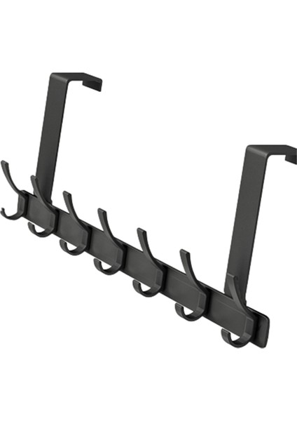Free Punching Door Behind The Bathroom Black Hook Bedroom Storage Hanger Storage Rack 7 Hooks Door Rear Hook (Yurt Dışından)