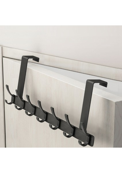 Free Punching Door Behind The Bathroom Black Hook Bedroom Storage Hanger Storage Rack 7 Hooks Door Rear Hook (Yurt Dışından) fırsatları