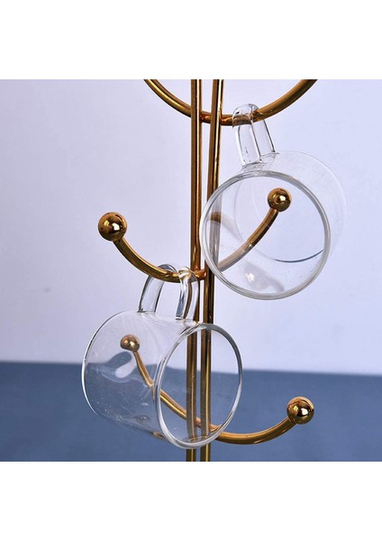 Tezgah Kupa Ağacı, 6 Kanca Kahve Fincan Kurutma Makinesi Mutfak Kahve Kupa Ağacı Tezgah Çay Bardak Tutucu Standı, Altın (Yurt Dışından) fırsatları