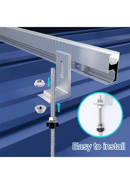 Hanger Bolts, M10 x 200 Mm, Pre-Assembled, V2A, Height-Adjustable, For Photovoltaic Solar Mounting Roofs, 8 Pack (Yurt Dışından)