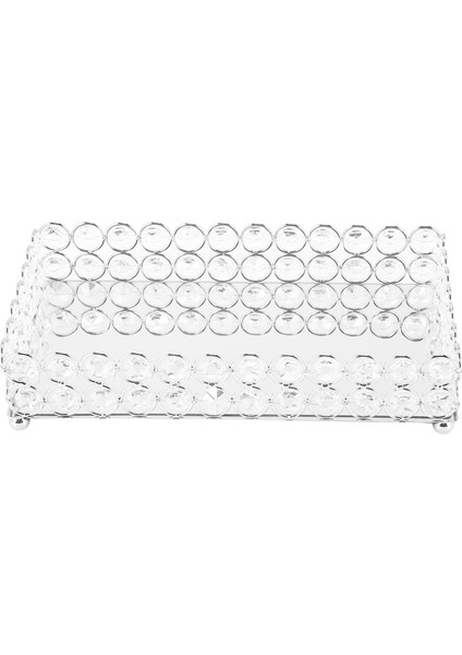 Kristal Dikdörtgen Kozmetik Tepsi Takı Biblo Organizatör Ayna Dekoratif Tepsi Parfüm Cilt Bakımı Organizatör (Gümüş) (Yurt Dışından)