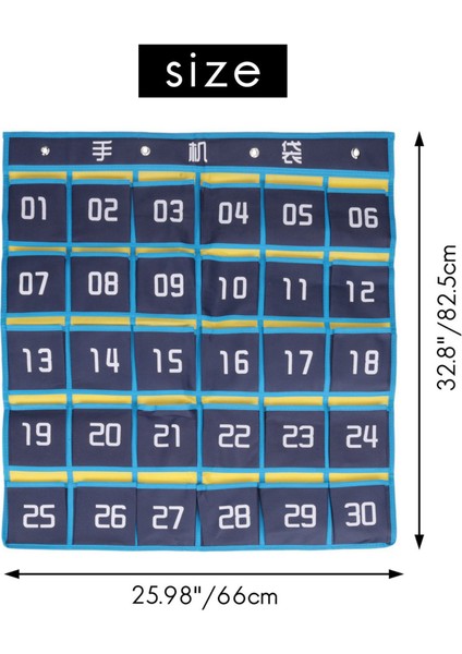 3x 30 Numaralı Cepler Grafik Cep Telefonu Asılı Organizatör Asılı Saklama Çantası Sınıf Hesap Makinesi Telefon Tutucular (Yurt Dışından) modelleri