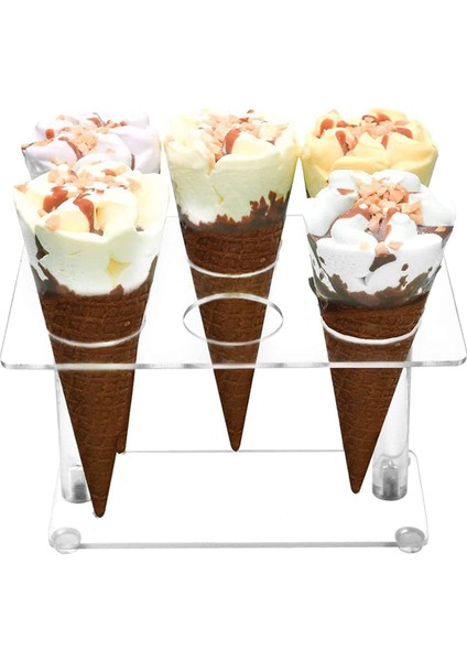 1pcs Cone Holder, Clear Acrylic Ice Cream Cone Holder, Cone Display Stand, Sushi Hand Roll Stand Cone Holders (6 Holes) (Yurt Dışından)