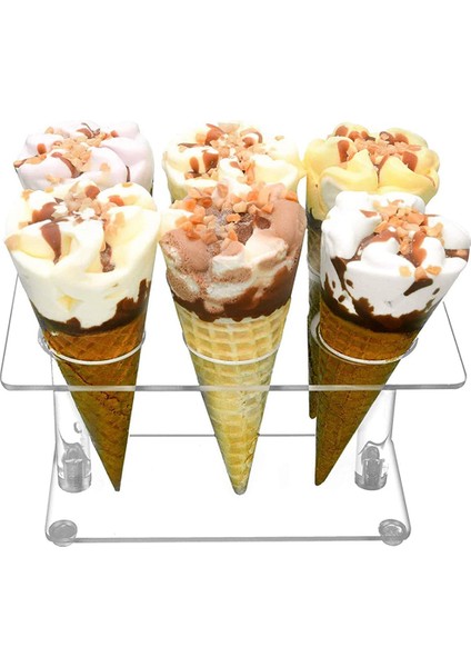 1pcs Cone Holder, Clear Acrylic Ice Cream Cone Holder, Cone Display Stand, Sushi Hand Roll Stand Cone Holders (6 Holes) (Yurt Dışından)