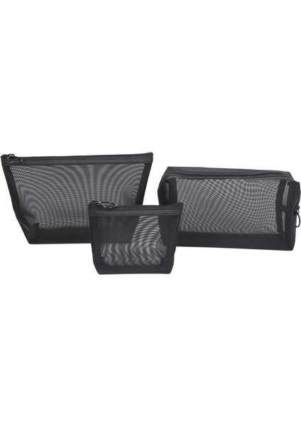 3pcs/set Black Mesh Clear Cosmetic Bag Beauty Wash Bags Makeup Case Travel (Yurt Dışından)