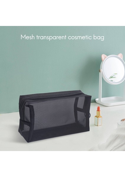 3pcs/set Black Mesh Clear Cosmetic Bag Beauty Wash Bags Makeup Case Travel (Yurt Dışından) modelleri