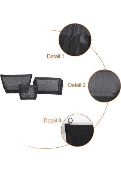 3pcs/set Black Mesh Clear Cosmetic Bag Beauty Wash Bags Makeup Case Travel (Yurt Dışından) indirimleri