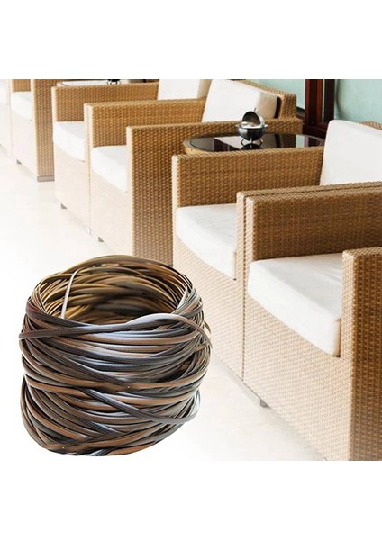 2x Coffee Gradient Flat Synthetic Rattan Weaving Material Plastic Rattan For Knit And Repair Chair Table Storage Basket (Yurt Dışından)