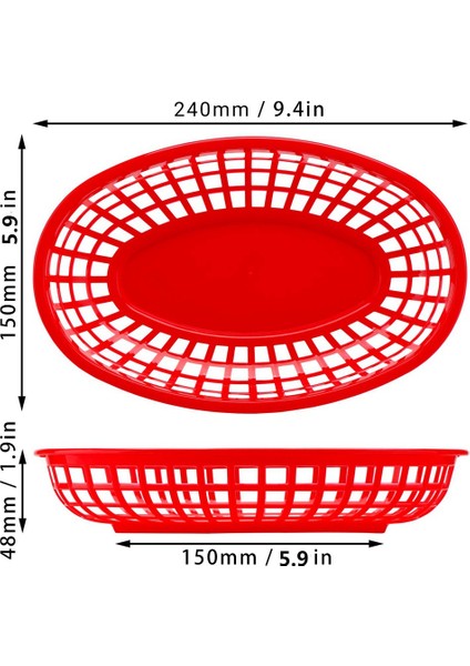 24 Adet Plastik Sepet Servis Tepsisi Patates Kızartması Sepeti Oval Fast Food Tepsisi Restoran Bar Kızartması Yemek Servis Tepsisi Kırmızı (Yurt Dışından) indirimleri