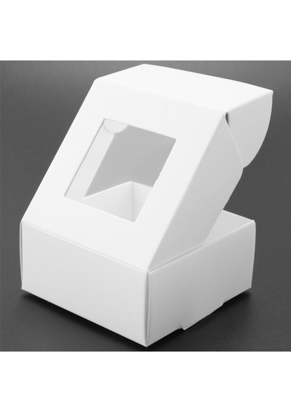 50 Pieces Mini Kraft Paper Box With Window Present Packaging Box Treat Box For Homemade Soap Treat Bakery Candy (White) (Yurt Dışından)