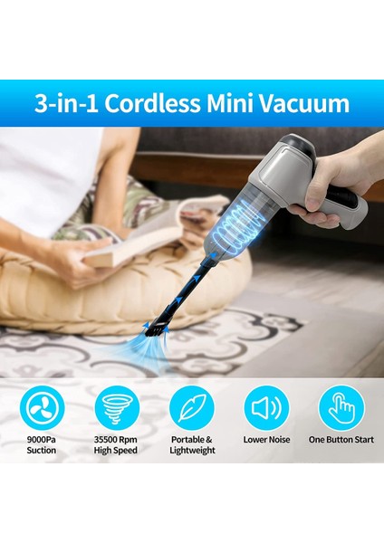 Compressed Air Duster, Keyboard Cleaner, 3-In-1 Mini Vacuum, Reusable Rechargeable Cordless Dust Blower Cleaner (Yurt Dışından)