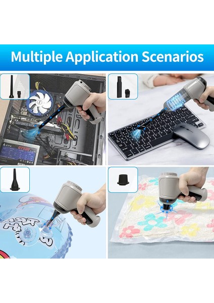 Compressed Air Duster, Keyboard Cleaner, 3-In-1 Mini Vacuum, Reusable Rechargeable Cordless Dust Blower Cleaner (Yurt Dışından)