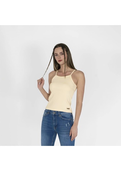 Nakışlı Kaşkorse Kadın Ekru Atlet