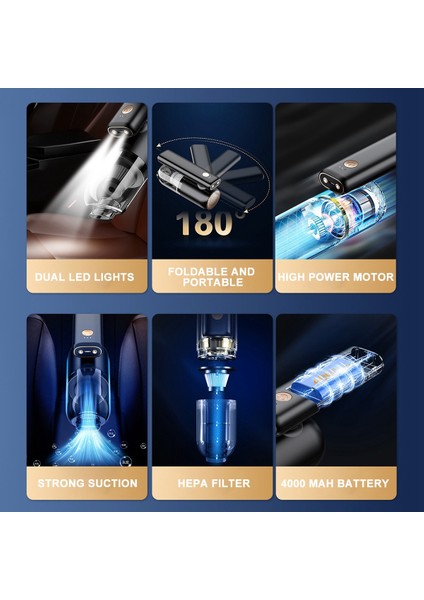 Araba Için LED Işık ile Araba Vakum Akülü Taşınabilir Şarj Edilebilir (Yurt Dışından) fiyatları
