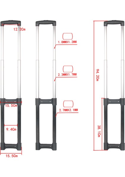 Telescopic Suitcase Luggage Bag Parts Trolley Suitcases Replacement Telescopic Rods Luggage Handle Repair Part Long (Yurt Dışından)