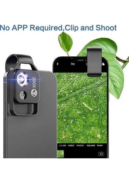 200X Cell Phone Microscope Accessory With Lens, Portable Mini Digital Microscope With LED Light/universal Clip (Yurt Dışından)