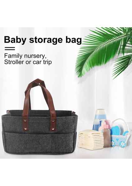 Baby Diaper Organizer Holder Shower Basket Nursery Storage Bin Car Storage Basket Wipes Toys Tote Bag Dark Grey (Yurt Dışından) fiyatları