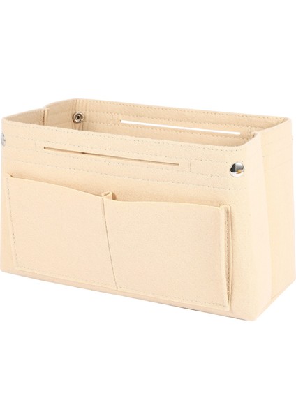 Beige Felt Cloth Inner Bag Fits In Insert Handbag Multi-Pockets Cosmetic Bags Storage Personal Belongings Organizer (Yurt Dışından) fiyatları