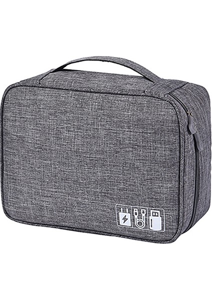 Seyahat Kablo Çantası Taşınabilir Dijital USB Gadget Organizatör Şarj Telleri Kozmetik Fermuar Depolama Kılıfı Kiti Durumda Aksesuarları Malzemeleri Gri (Yurt Dışından)