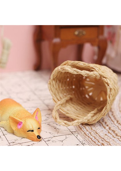 1:12 Mini Sevimli Rattan Çerçeve El Dokuma Sebze Sepeti Bebek Evi Minyatür Dekorasyon Yuvarlak (Yurt Dışından) fiyatları