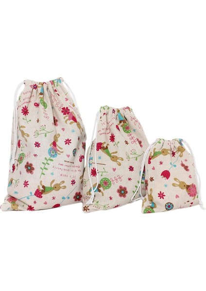 3 Adet Dokunmamış Baskılı Buket Cep, Çiçek Ipli Açık Seyahat Saklama Çantası (Yurt Dışından)