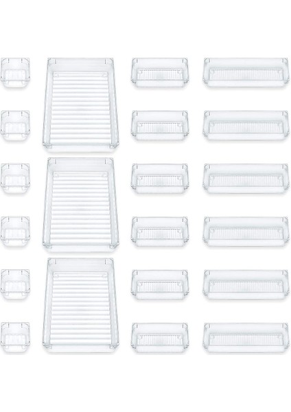 21 Adet Çekmece Depolama Sistemi Çok Boyutlu Çekmece Yöneticisi Şeffaf Makyaj Depolama Çekmecesi Ofis Bilgisayar Masaüstü Için (Yurt Dışından)