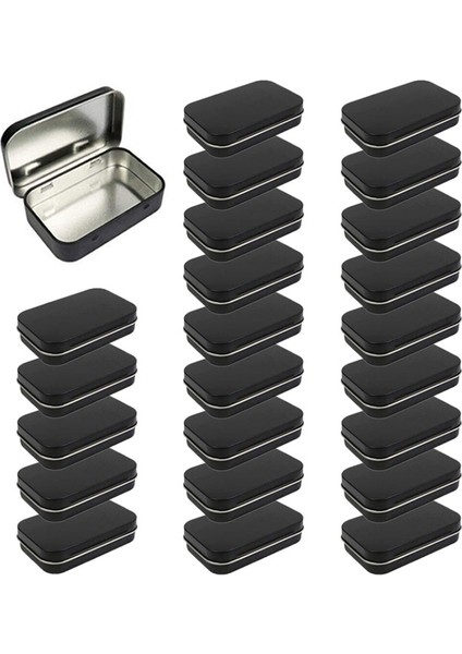 24 Paket Kasa Metal Dikdörtgen Boş Menteşeli Teneke Kutu Konteynerleri Siyah Mini Taşınabilir Kutu Takı Şeker Para Anahtar Organizatör (Yurt Dışından)