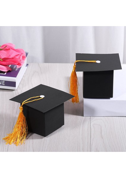 50PCS Dıy Paper Graduation Cap Shaped Gift Box Sugar Chocolate Box Black (Yurt Dışından) fiyatları