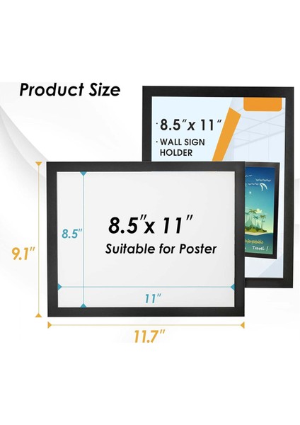 Sign Holder 8.5 x 11 Wall Mount, Magnetic Clear Plastic Sign Holders, Display In Portrait Or Landscape Format (Yurt Dışından) fırsatları