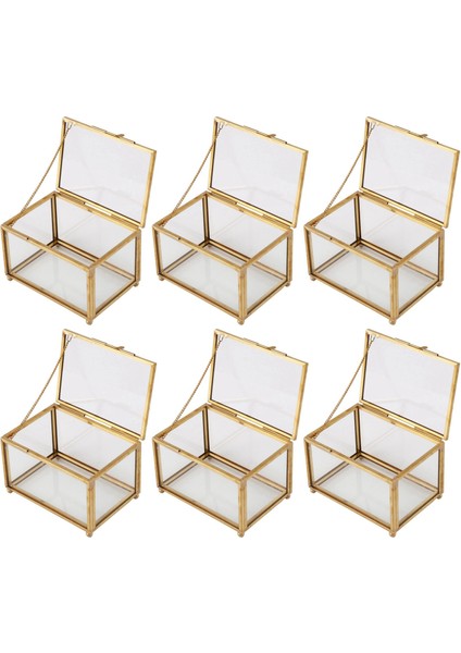 6x Geometrik Cam Tarzı Mücevher Kutusu Masa Konteyner Takı Hatıra Ev Dekorasyonu Göstermek Için (Yurt Dışından)