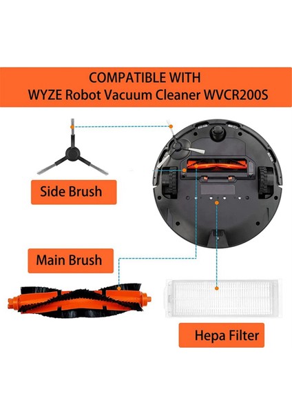 Robot Süpürge Için WVCR200S Aksesuarları, Ana Yan Fırça Hepa Filtre Yedek Parça Kiti (Yurt Dışından)