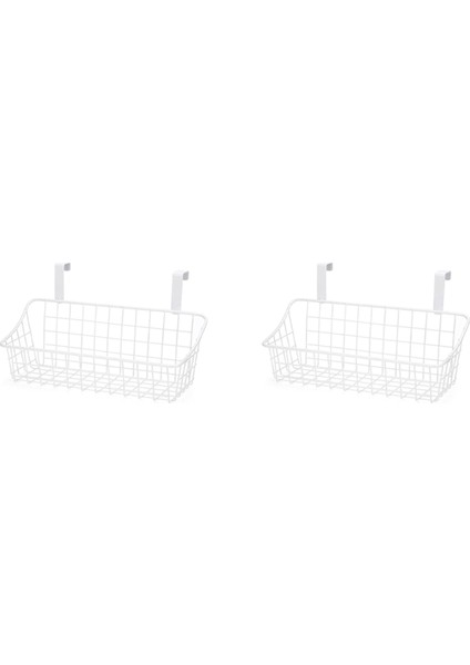 2x Kanca Izgaralı Sepet Saklama Sepeti, Kapının Arkasına Veya Korkuluk Üzerine Asın, Dolap Kapısının Üzeri, Beyaz (Yurt Dışından)