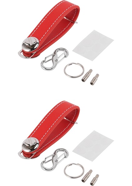 2x Fashion Car Key Pouch Bag Case Wallet Holder Chain Key Wallet Ring Pocket Key Organizer Smart Leather Keychain Red (Yurt Dışından)