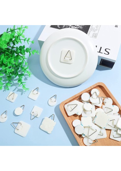 40 Pieces Invisible Adhesive Plate Hanger Round Vertical Plate Holder Self-Adhesive Wall Plate Hanger Wall Dishes Hook (Yurt Dışından) modelleri