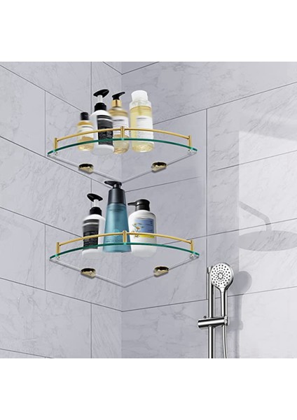 2x Banyo Rafları, Banyo Cam Köşe Rafı Duvara Monte, Duş Jeli/sabun Depolamak Için Temperli Cam Raf-A (Yurt Dışından) indirimleri