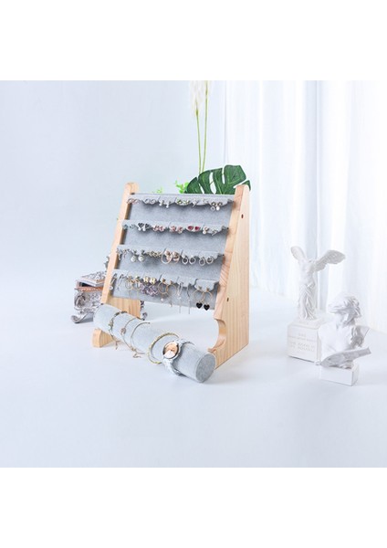 Ahşap Takı Ekran Standı Bilezik Küpe Tutucu T-Bar Ekran Bilezikler Halhal Takı Ekran Standı Gri (Yurt Dışından) indirimleri